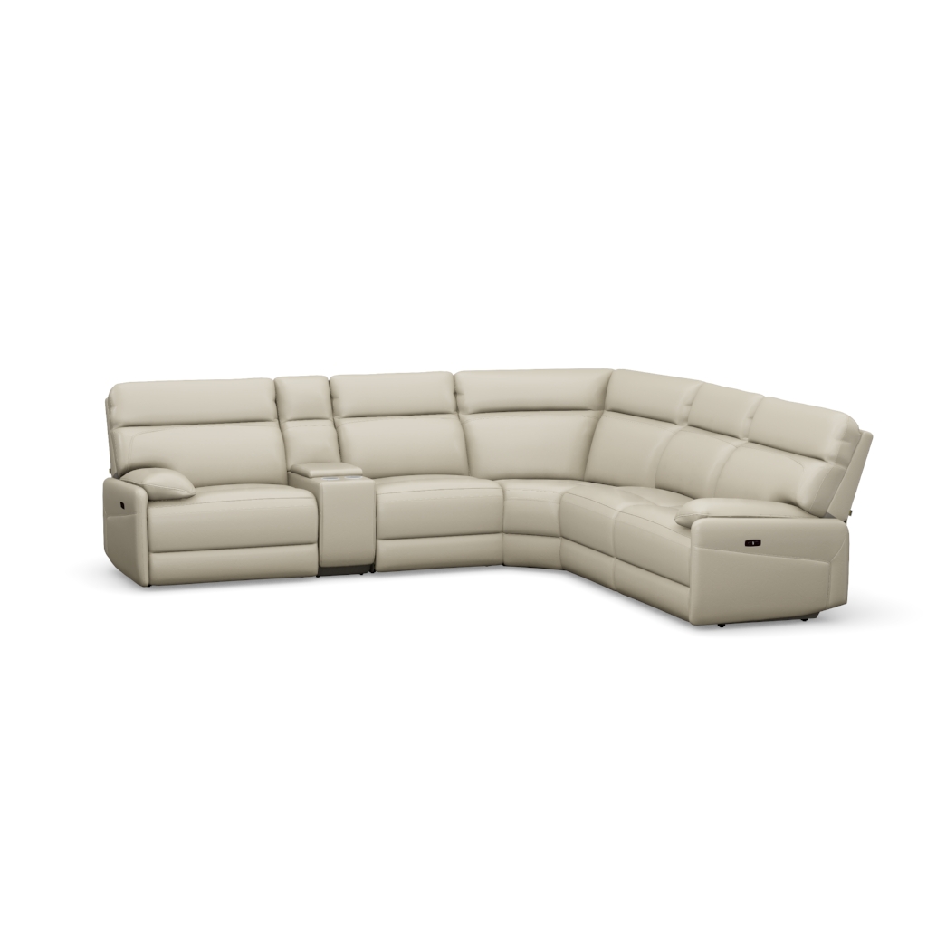 Kuka paisley leather power reclining sectional sofa with power headrests shop