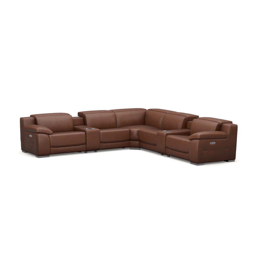 Gian Marco Tan Leather Power Reclining Sectional with 7PCS 3PWR El Dorado Furniture