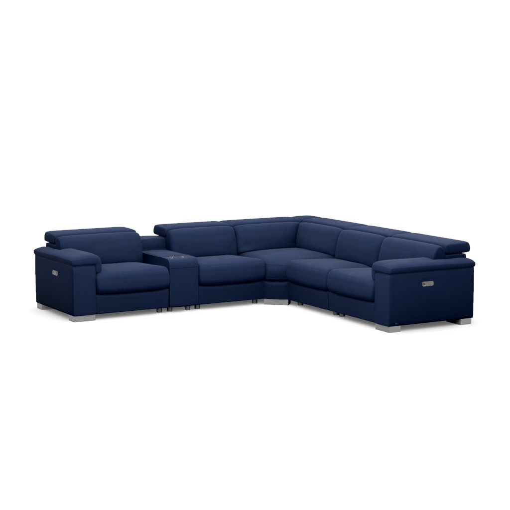 Navy blue sectional with recliner sales