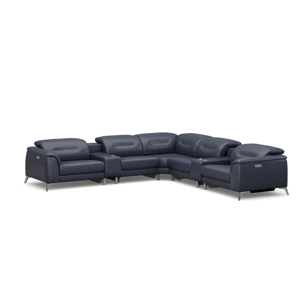 Sky blue shop leather sectional